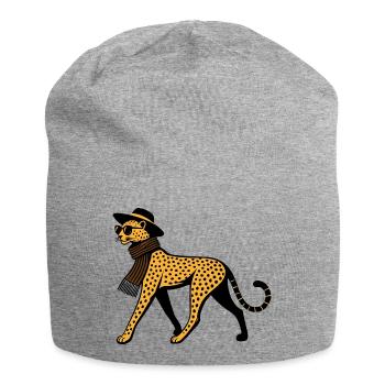 Leoparden-Chic - Jersey-Beanie - Grau meliert - Vorne