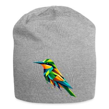 Colorful Geometric Bee-eater Bird - Jersey Beanie - heather grey - Front