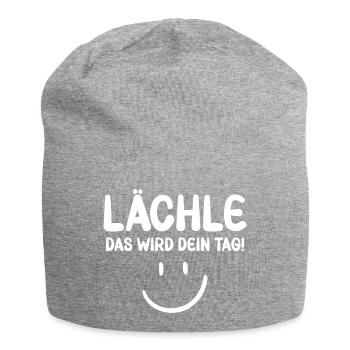 Lächle das wird dein Tag - Motivation - Jersey-Beanie - Grau meliert - Vorne