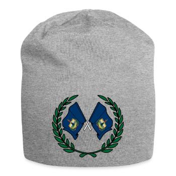 USA Vermont Flaggen im Lorbeerkranz - Jersey-Beanie - Grau meliert - Vorne