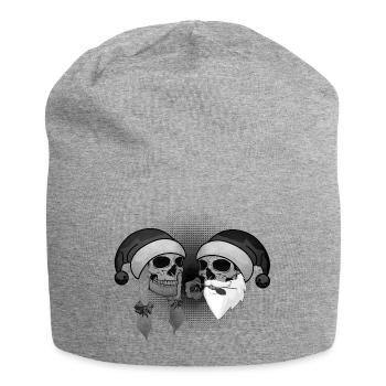 Christmas Skull Woman and Man Rose Hat - Jersey Beanie - heather grey - Front