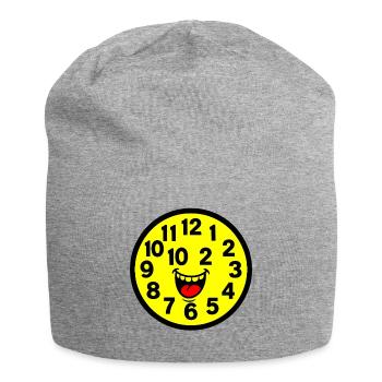 Cheerful Parodized Clock Design - Jersey Beanie - heather grey - Front