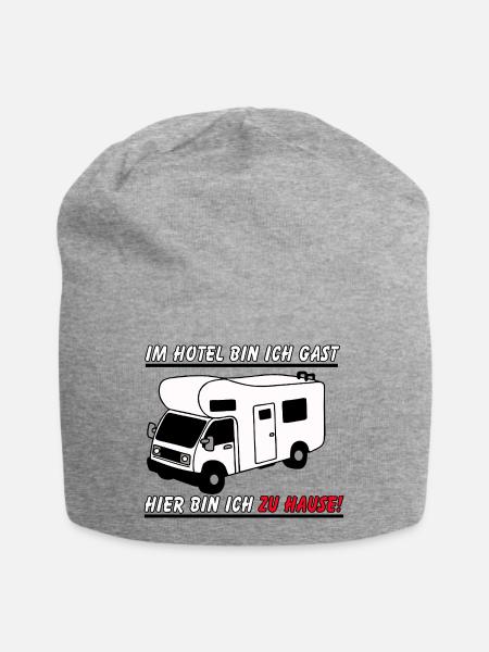 Wohnmobil , Reisemobil zu Hause .................. - Jersey-Beanie - Grau meliert