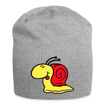 Snail cheeky tongue sticking out quickly small - Jersey Beanie - heather grey - Front