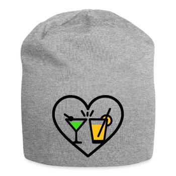 Cocktails Herz Sommer Party Strand Geschenk - Jersey-Beanie - Grau meliert - Vorne