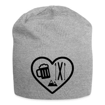 Heart Ski Beer - Jersey Beanie - heather grey - Front