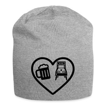 Heart Beer Pinball Humor - Jersey Beanie - heather grey - Front