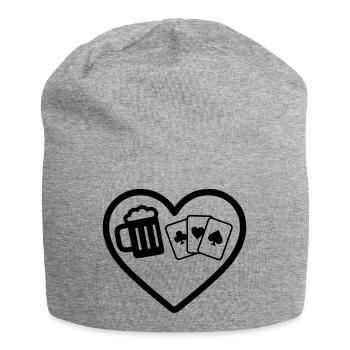 Heart Beer Card Games Humor - Jersey Beanie - heather grey - Front