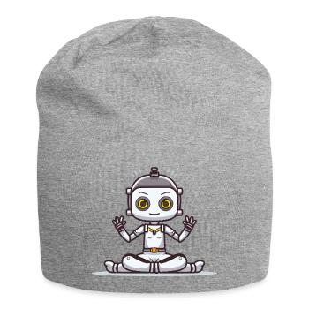 Small robot in lotus position - Jersey Beanie - heather grey - Front