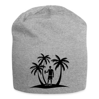 Silhouette de la visite des palmiers de vacances - Bonnet en jersey - gris chiné - Devant