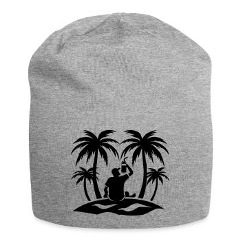 Silhouette Palmen Party - Jersey-Beanie - Grau meliert - Vorne
