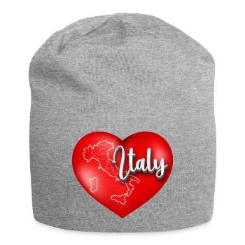 Heart of Italy with Map - Jersey Beanie - heather grey - Front