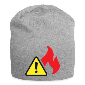 Icône solide d’alerte incendie Symbole de sécurité de flamme - Bonnet en jersey - gris chiné - Devant