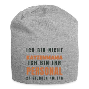 Katzenmama Ich bin ihr Personal - Lustig Katze - Jersey-Beanie - Grau meliert - Vorne
