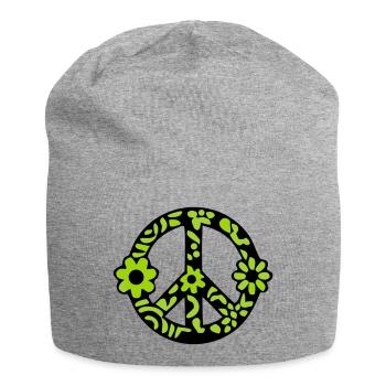 Peace Zeichen Blumen Icon - Jersey-Beanie - Grau meliert - Vorne