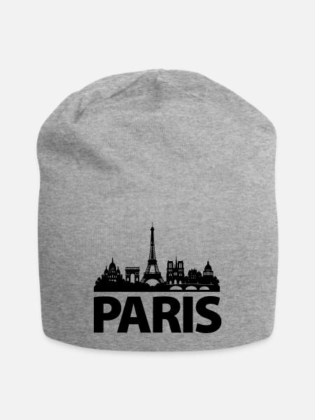 PARIS Skyline - Jersey-Beanie - Grau meliert
