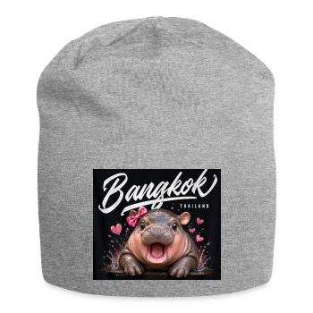 Bangkok Hippo with Bow - Jersey Beanie - heather grey - Front