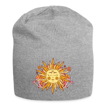 Psychedelische Himmelssonne - Jersey-Beanie - Grau meliert - Vorne