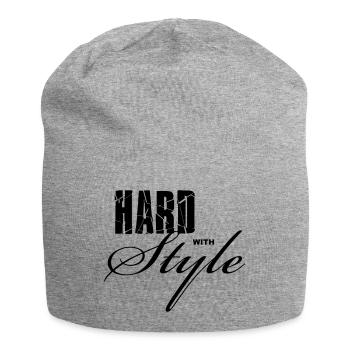 Hard with Style - Jersey Beanie - heather grey - Front