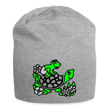 frogg & turtle / frosch & schildkroete - Jersey-Beanie - Grau meliert - Vorne