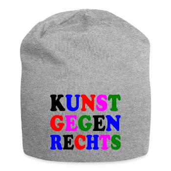Kunst gegen rechts - Jersey-Beanie - Grau meliert - Vorne