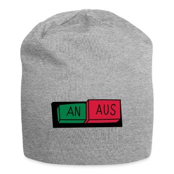 An / Aus Schalter - Jersey-Beanie - Grau meliert - Vorne