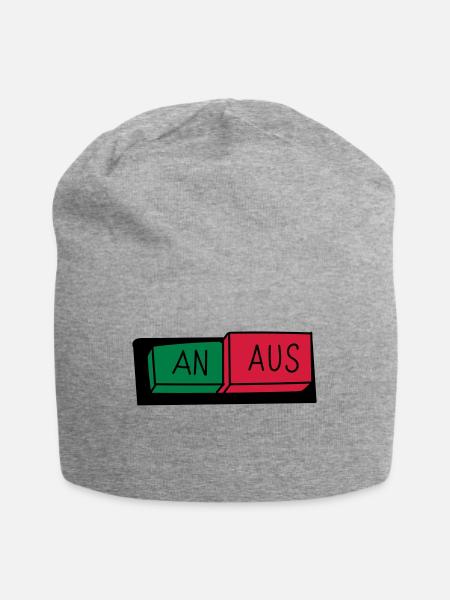 An / Aus Schalter - Jersey-Beanie - Grau meliert