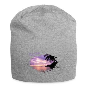 relax chill out Palmen palms sundown - Jersey-Beanie - Grau meliert - Vorne