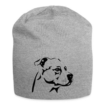 American Staffordshire Terrier head - Jersey Beanie - heather grey - Front