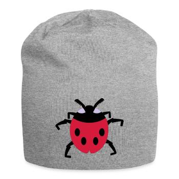 Marienkäfer / ladybug (3c) - Jersey-Beanie - Grau meliert - Vorne