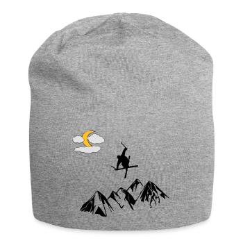 Montagne avec freestyle ski - Bonnet en jersey - gris chiné - Devant