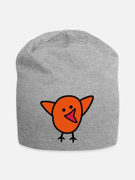 Vogel - Jersey-Beanie - Grau meliert