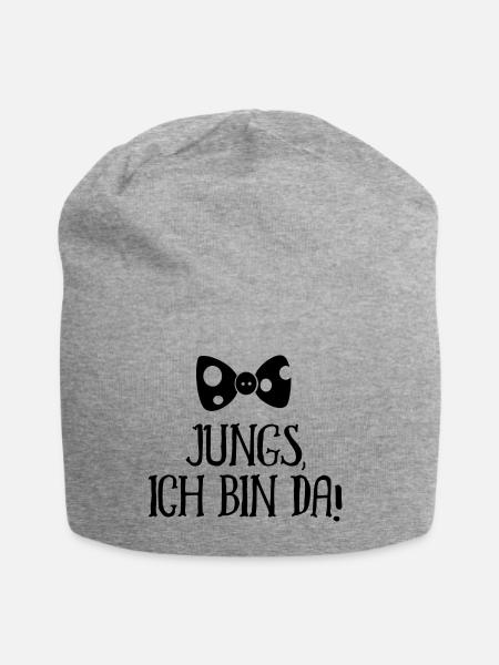 Jungs ich bin da Geburt Baby - Jersey-Beanie - Grau meliert