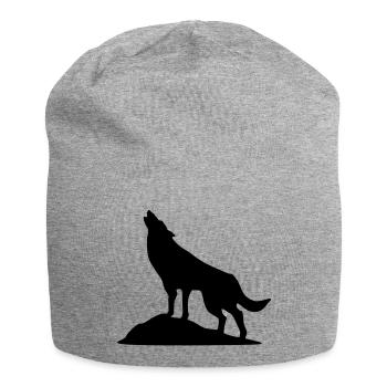 Wolf, Hund, Wolfshund - Jersey-Beanie - Grau meliert - Vorne