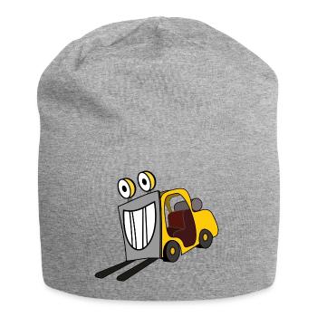 forklift fork lift truck stacker pallet pallet - Jersey Beanie - heather grey - Front