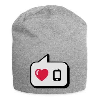 Sprechblase i love telefonieren - Jersey-Beanie - Grau meliert - Vorne