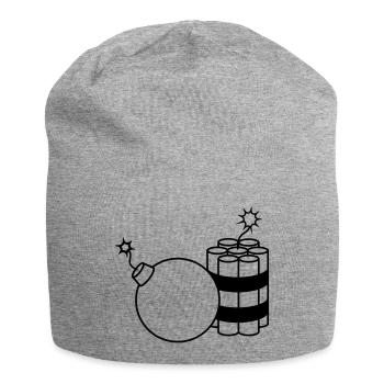 ball burned round circled round ball circle tex - Jersey Beanie - heather grey - Front