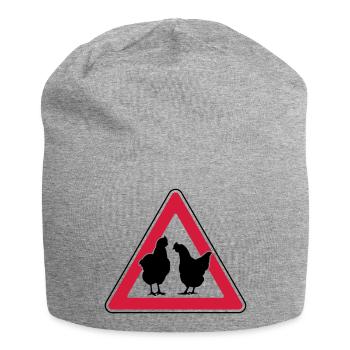 Hühnerabend Huhn Achtung freilaufende Hennen - Jersey-Beanie - Grau meliert - Vorne