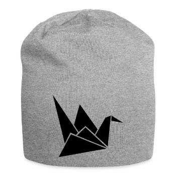 origami kranich - Jersey-Beanie - Grau meliert - Vorne