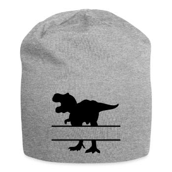 Dinosaur - own text, own name, T Rex - Jersey Beanie - heather grey - Front