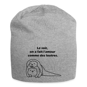 Le soir, on a fait l'amour comme des loutres. - Bonnet en jersey - gris chiné - Devant