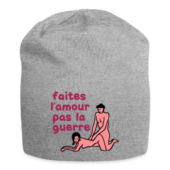 faite amour pas guerre humour sexe couple - Bonnet en jersey - gris chiné - Devant