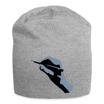 Zeichnende Hand - Jersey-Beanie - Grau meliert - Vorne