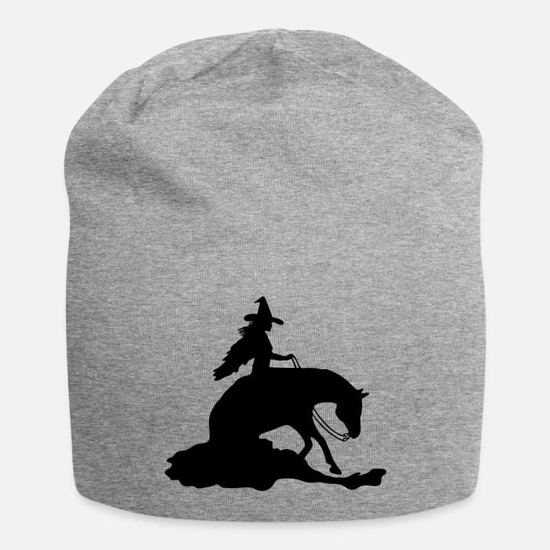 Sorcière sur cheval occidental, arrêt coulissant - Bonnet en jersey - gris chiné