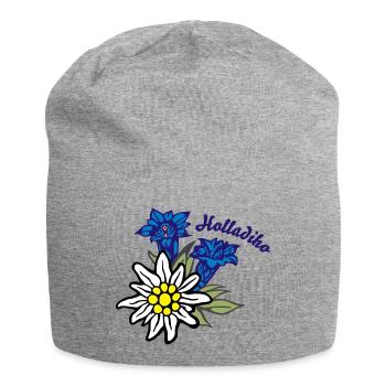 (edelweiss_mit_enzian_holladiho) - Jersey-Beanie - Grau meliert - Vorne