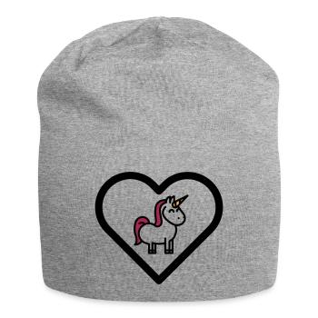 Heart unicorns unicorns girls children cute fairy tales - Jersey Beanie - heather grey - Front
