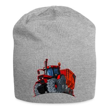 0856 Einkaufswagen roter Rand - Jersey-Beanie - Grau meliert - Vorne