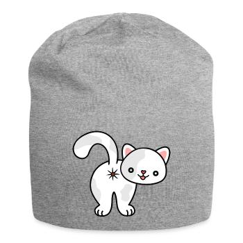 Kitten from behind, asshole, cat, kitten, ass - Jersey Beanie - heather grey - Front