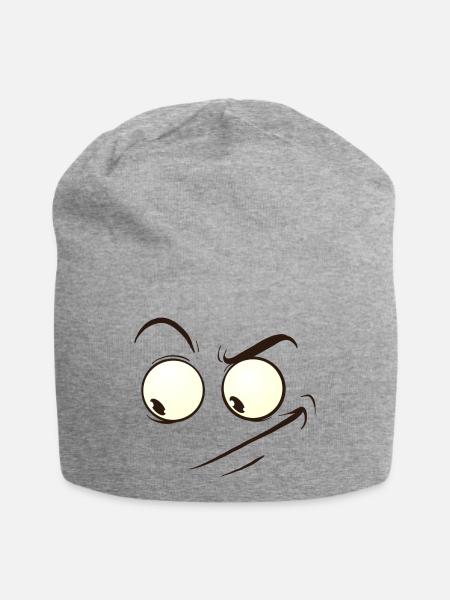 cynical face cartoon - Jersey-Beanie - Grau meliert