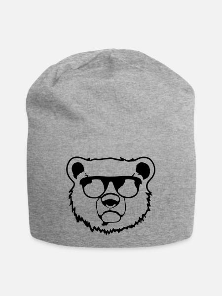Eisbär mit Sonnenbrille Lustig Geschenkidee - Jersey-Beanie - Grau meliert